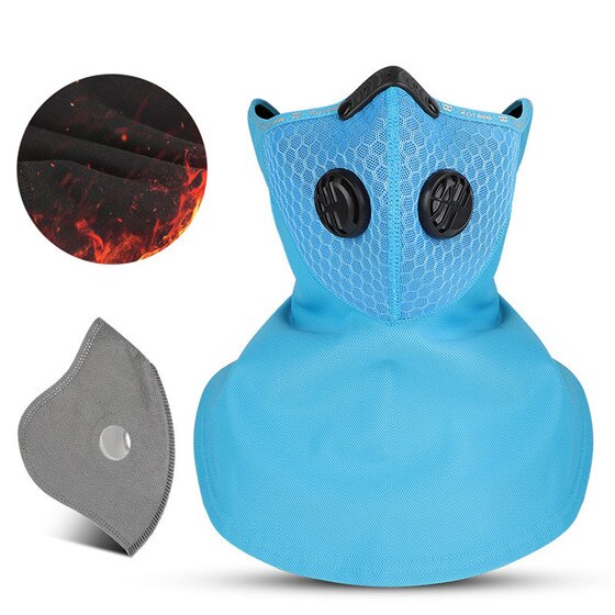 WEST BIKING Winter Ski Mask Cycling Skiing Running Sport Training Face Mask Balaclava Windproof Soft Keep Warm Full Face Mask: Lblue Scarf filter
