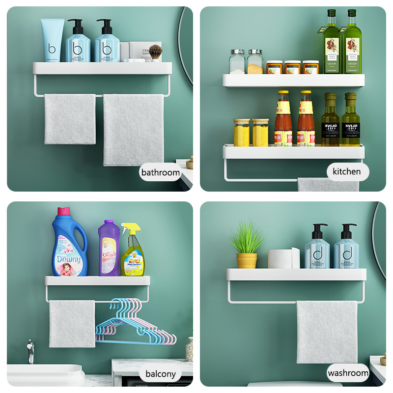 Zwart/Wit Badkamer Plank Shampoo Houder Keuken Opbergrek Badkamer Hardware Ruimte Aluminium Douche Accessoire