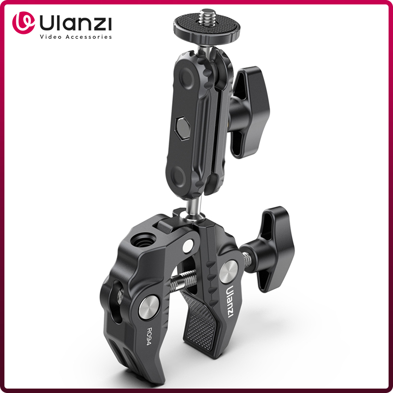 Ulanzi metal super braçadeira com duplo ballhead braço mágico para câmera luz mic monitor de vídeo braçadeira 1/4 3/8 fio para hastes gancho