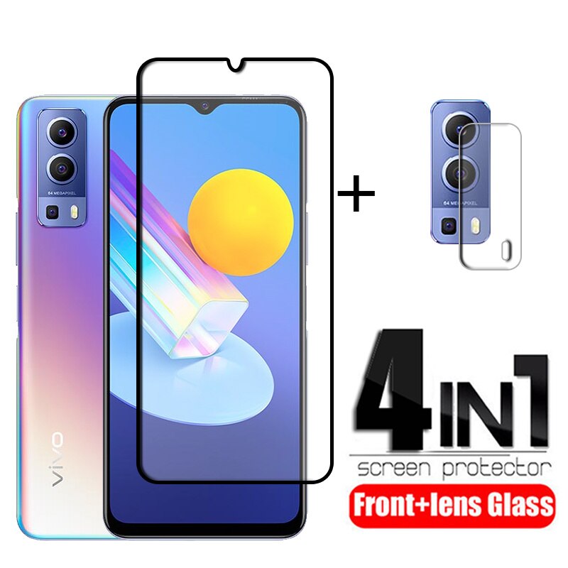 4-In-1 Voor Vivo Y72 Glas Voor Vivo Y72 5G Gehard Glas Telefoon Film Full Lijm hd Screen Protector Voor Vivo Y72 Camera Lens Film