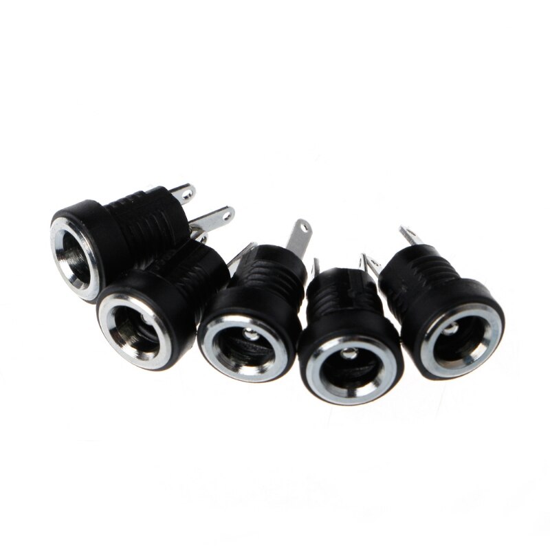 5 Pcs DC-022B Power Supply Jack Socket Female Panel Mount Connector 5.5 x 2.1mm w/Cap