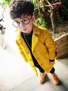 Herfst Winter Peuter Jongens Kids Jassen Lange Mouwen Turn-down Kraag Single Breasted Solid Warme Jassen voor baby Jongens: yellow / 6T