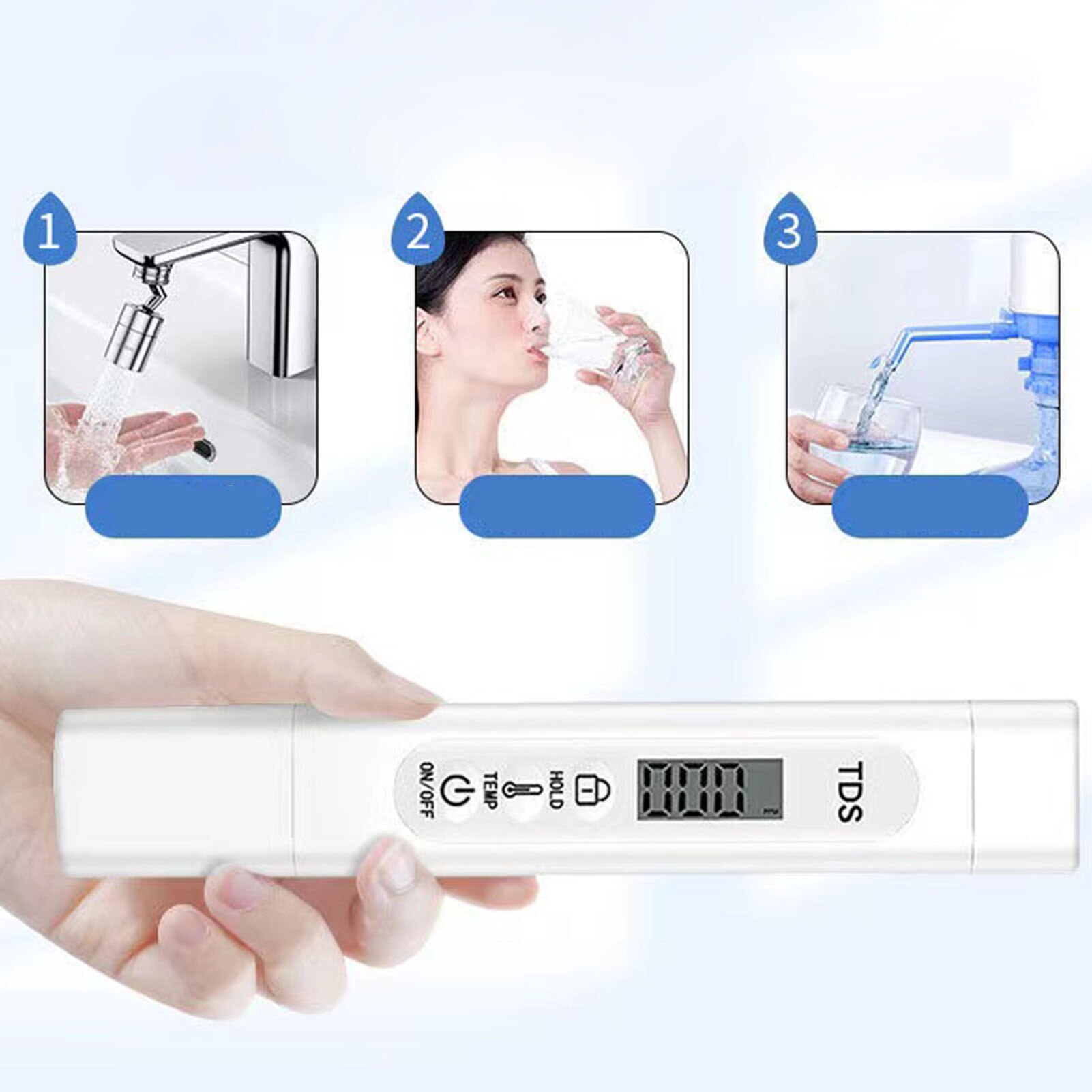 TDS Meter Digital Water Tester 3 In 1 Water Tester For Drinking Water 0-9990 Ppm Meter Accurate For Drinking Water