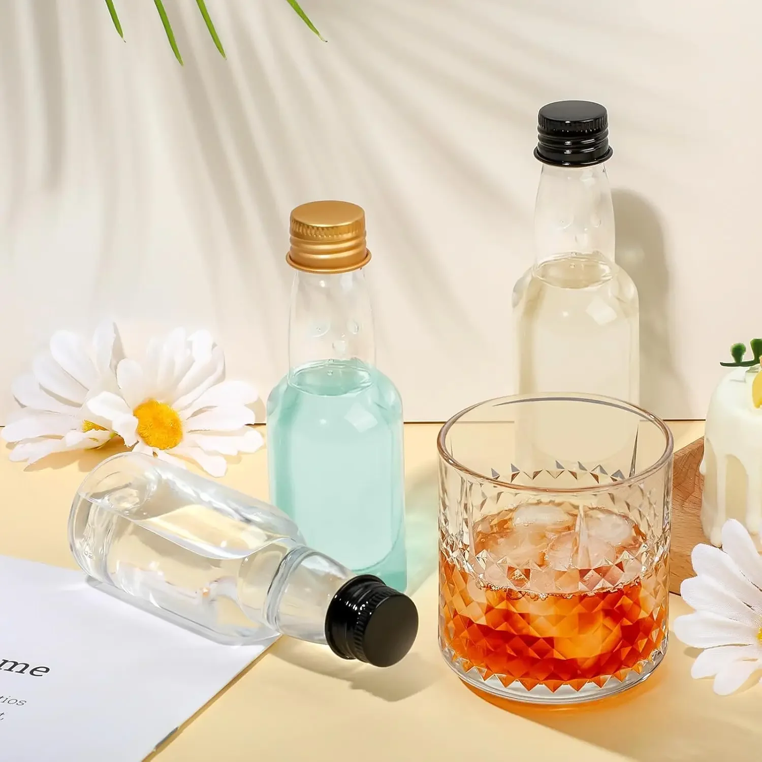 50st Plastic Mini Likeur Flesjes - 30ml-150ml - Leeg Draagbaar Herbruikbaar Drank Container