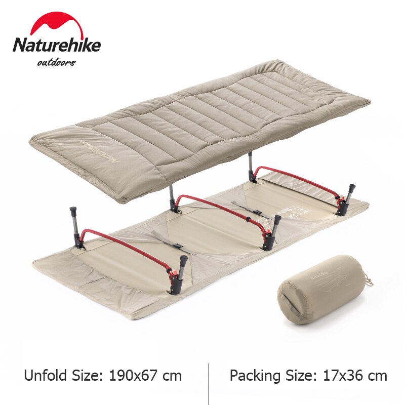 Naturehike Katoen Mat Camping Cot Mat Ultralight Slaapzak Pad Vouwen Bed Katoenen Matras Marching Matras Draagbare Camping Mat: 2-row button