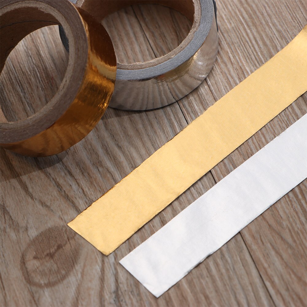 1 rollo de cinta adhesiva para manualidades, color oro y plata, cinta adhesiva para álbum de recortes, papelería, cinta decorativa para diario de Navidad