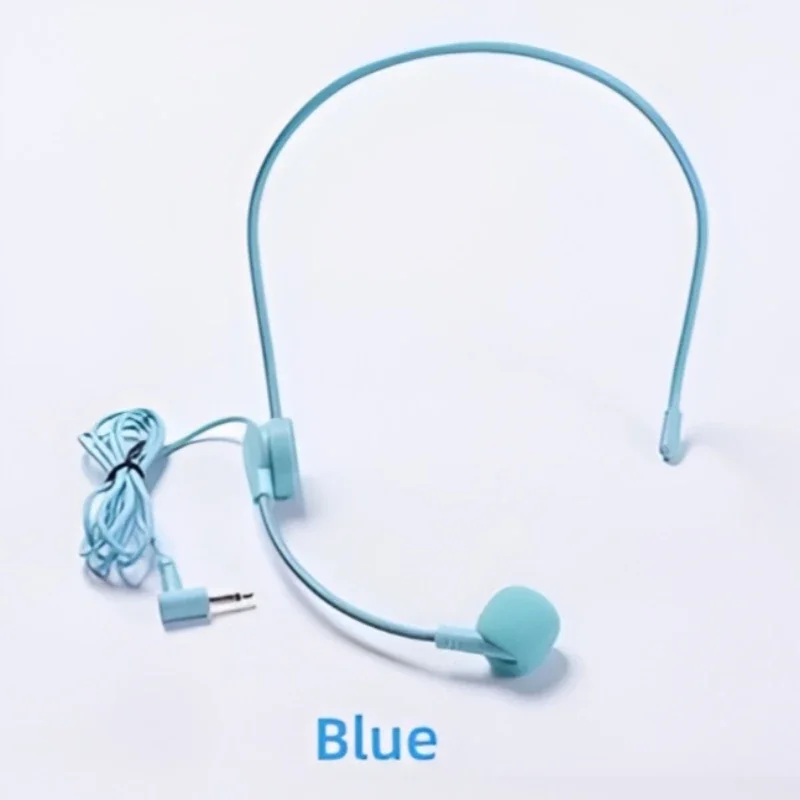 Micrófono con cable montado en la cabeza para altavoz megáfono guía turística conferencia profesor micrófono colgante puesta en escena 3,5: Azul