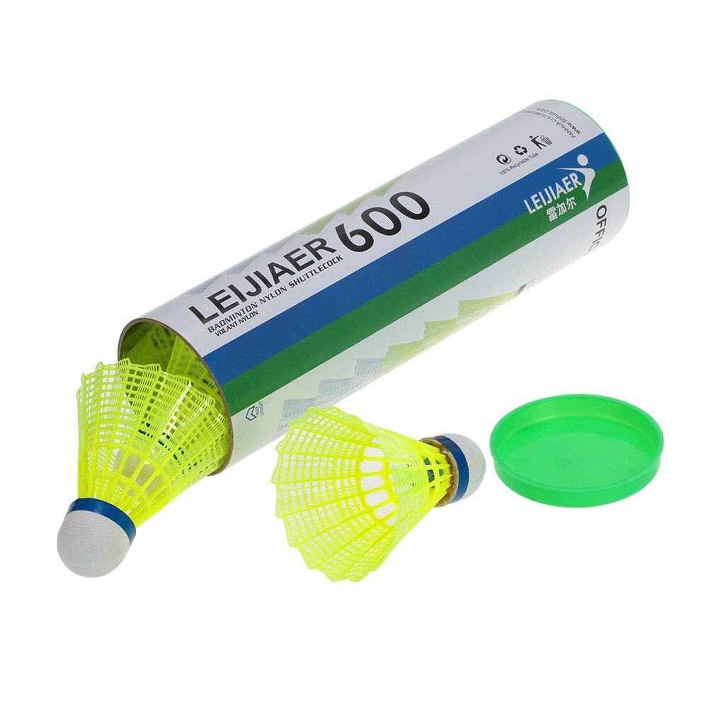 Leijiaer 6 stk badmintonball utendørs sport trening trening badminton tre fjær nylon fjerboller birdies innendørs