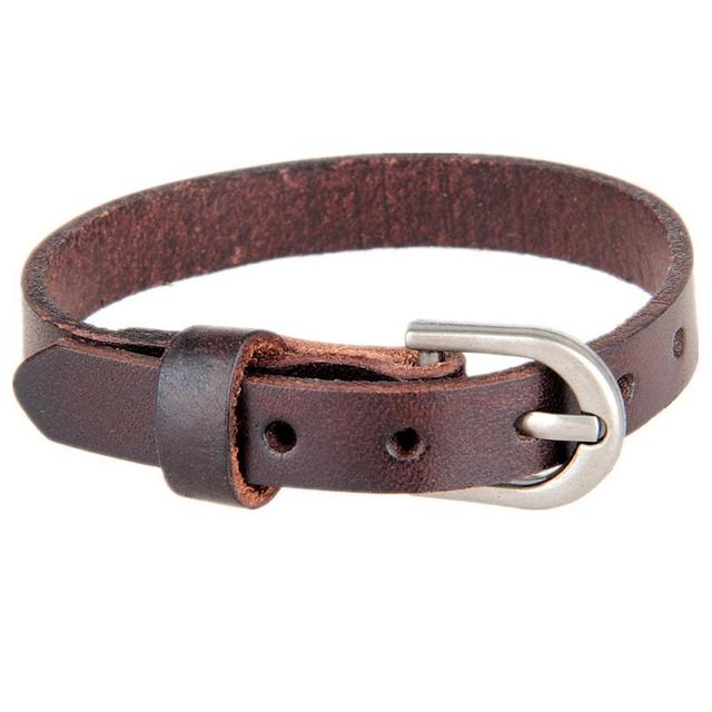 Korea Simple Wrist Strap Belt Buckle Leather Bracelet: coffee