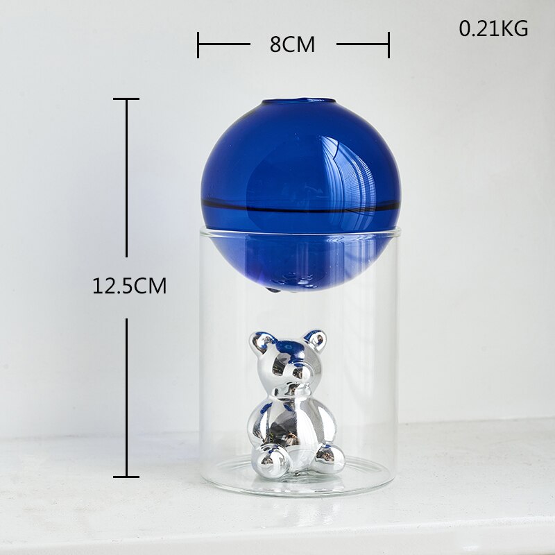 Jarrón nórdico para decoración del hogar, florero de oso con soporte, accesorios de decoración para el baño, maceta de flores, para el hogar: Blue Vase