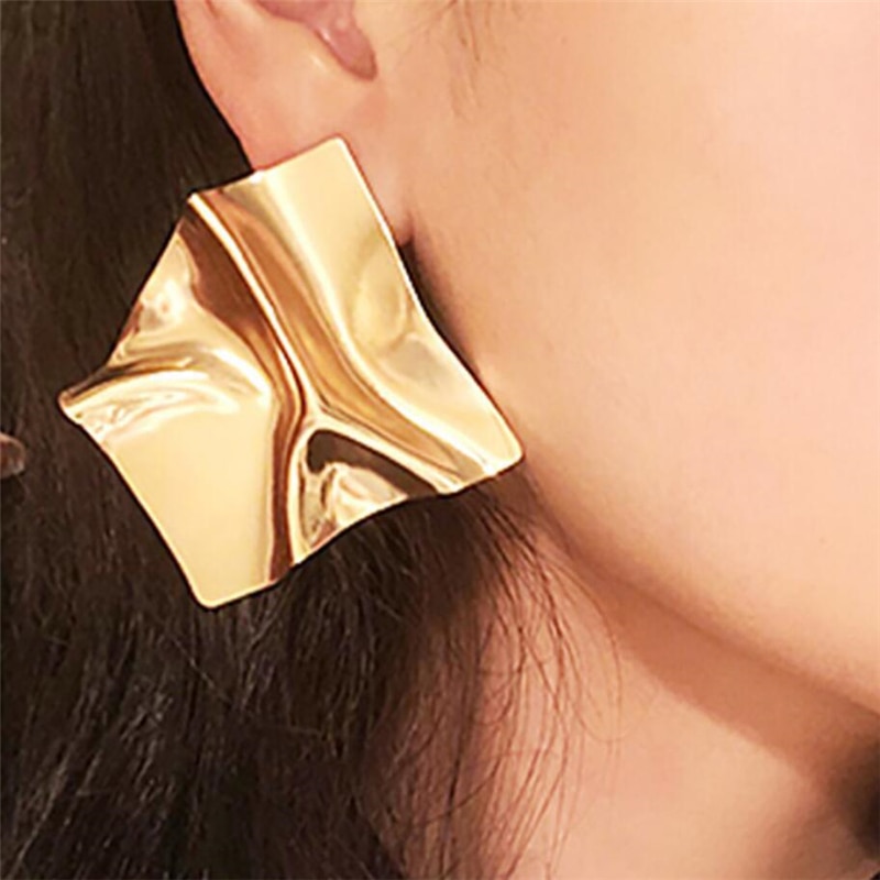 2019 Vintage kolczyki duże dla kobiet kreatywne kolczyki geometryczne złoty Metal wisiorek kolczyki Trend biżuteria