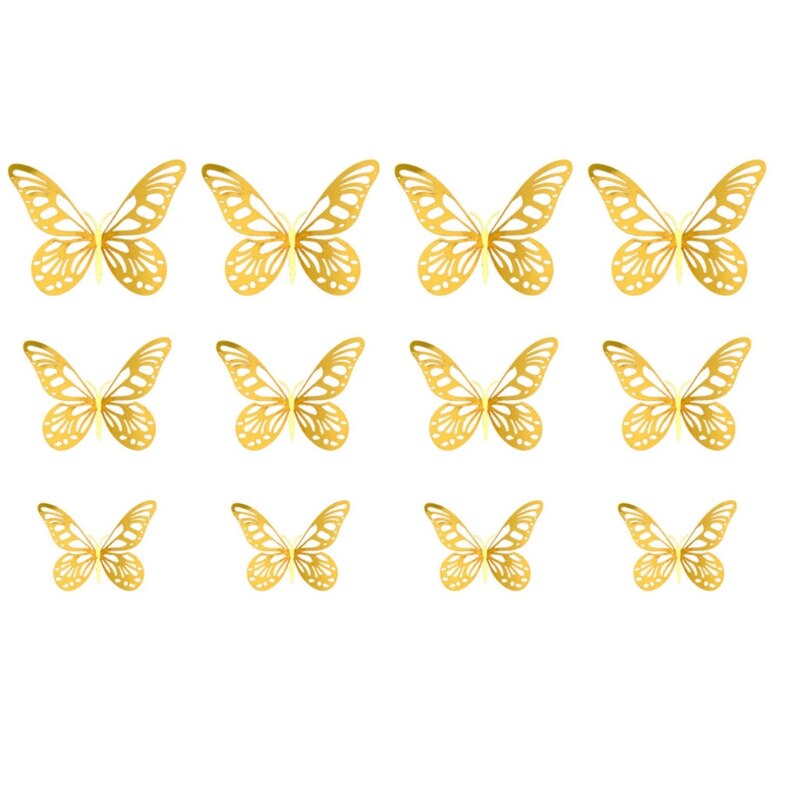 Autocollants muraux papillon 3D creux, 12 pièces, décoration de la maison, pour chambre d'enfants, pour chambre de filles: 08