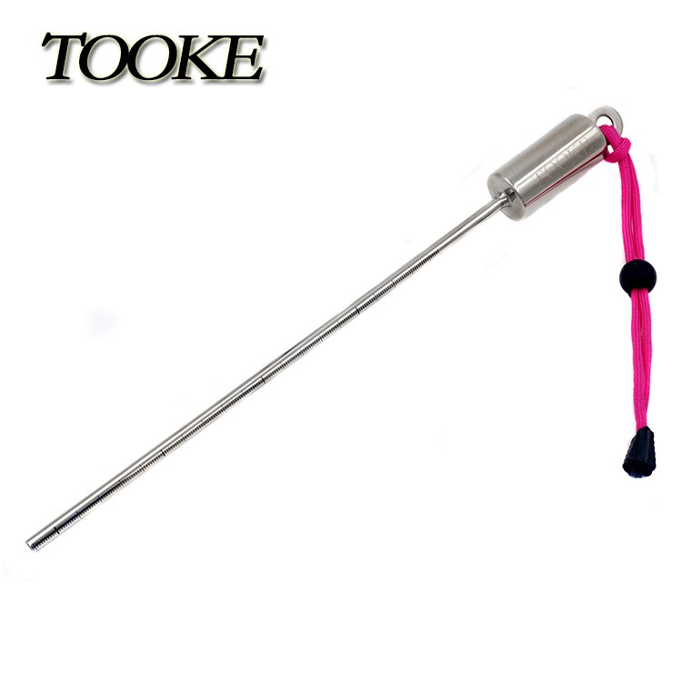 Dykbeslag rostfritt stål hummer dyksticka pekpinne undervattenshaker med snodd handledsrem: Fuchsia rem