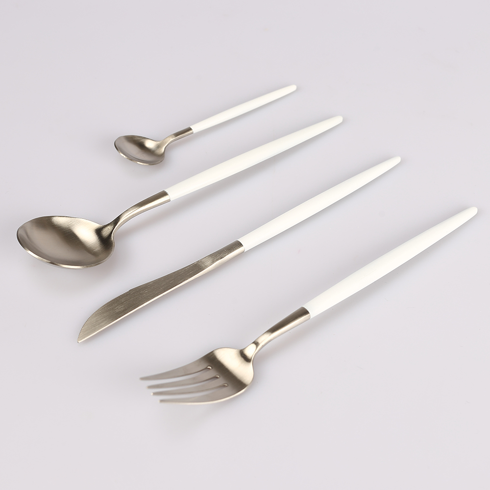 4 Stck einstellen Edelstahl Besteck einstellen Luxus Geschirr 10 Farben Erhältlich Gabel Messer Nachtisch Geschirr Gold Silber Schwarz