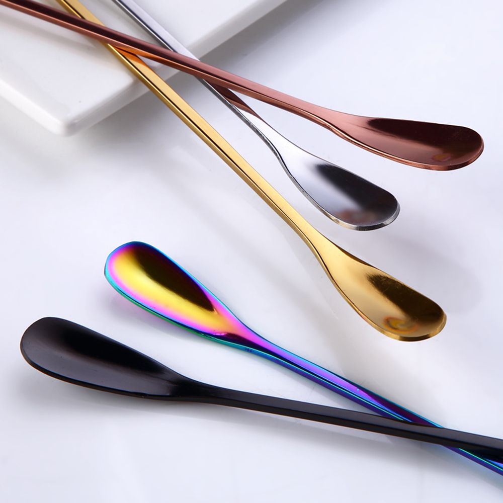 Stijl 1Pc Rvs Koffie Lepel Met Lange Steel Kleurrijke Koffie Scoops Dessert Thee Lepel Gevulde Keuken Gadget tool