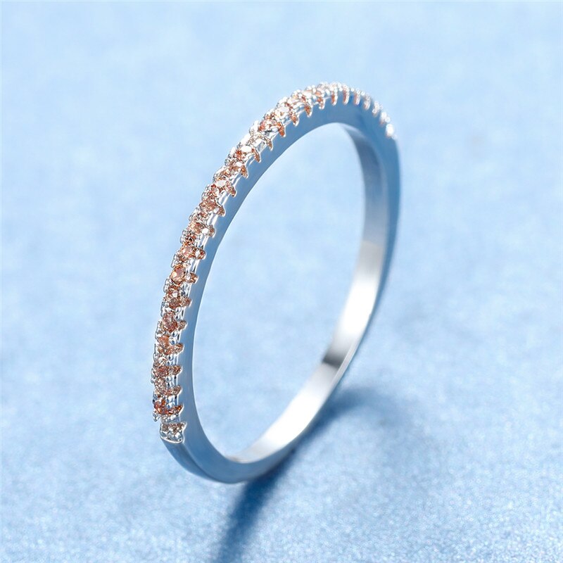 Minimalistisk kvindelig blå lilla stenring sølvfarvede vielsesfingerringe til kvinder klassisk lille tynd forlovelsesring: 7 / Champagne