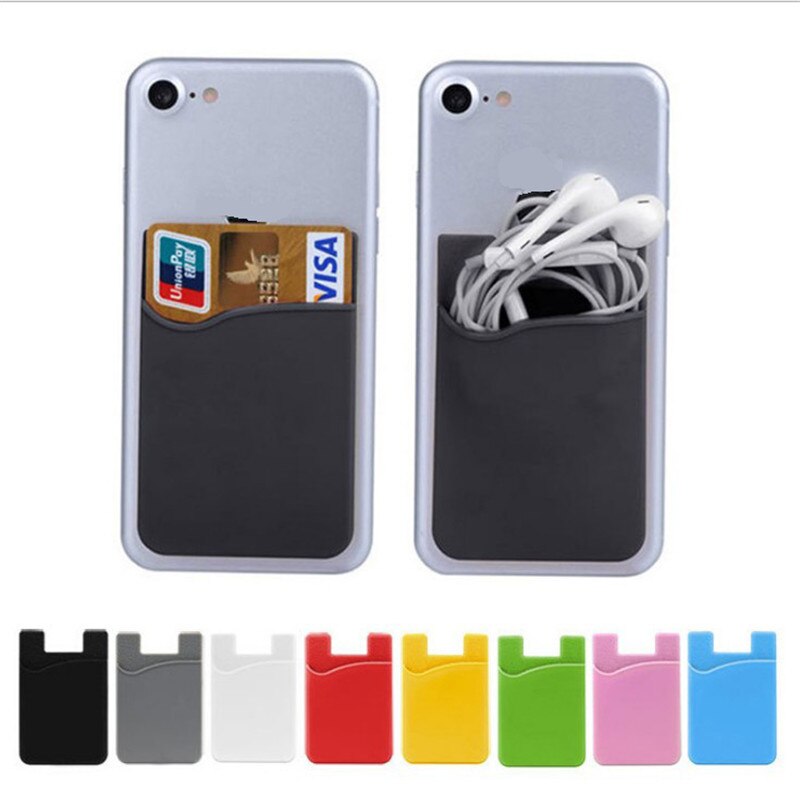 1Pc Dubbele Zak Elastische Stretch Siliconen Mobiele Telefoon Id Credit Kaarthouder Sticker Universal Wallet Case Kaarthouder