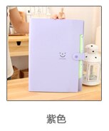 Cute Smile 5 Pocket File Folders High Capacity Plastic Envelope Folder Paper ClipPaper Receiver storage organ bag: Purple