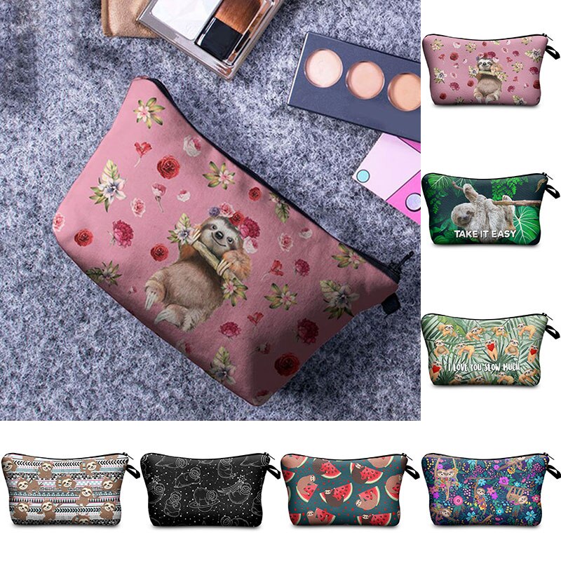 Sac de maquillage femmes sac cosmétique avec motif multicolore lama 3D impression neceser trousse de toilette voyage maquillage sac organisateur
