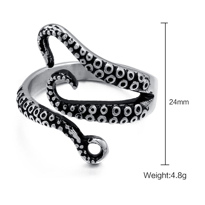 Vnox Vintage Octopus Tentacle Zee Monster Ring voor Mannen Stijlvolle Punk Rvs Maat 9 10 11 12