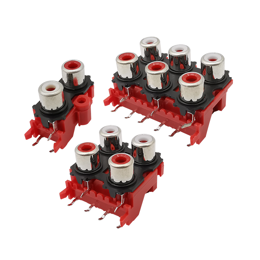 5Pcs/Lot 2/4/6 Hole RCA Female Stereo Audio Jack AV Audio Input Socket Connector Lotus Row Amplifier Interface Signal Connection