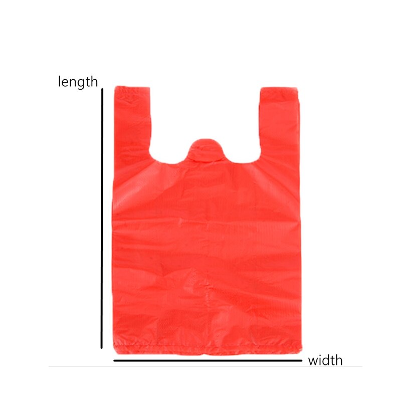 20pcs Red shopping place material with plastic bag vest convenient handbag food supermarket Ma Jia big and small Hongfu: width24x36cm 100pcs