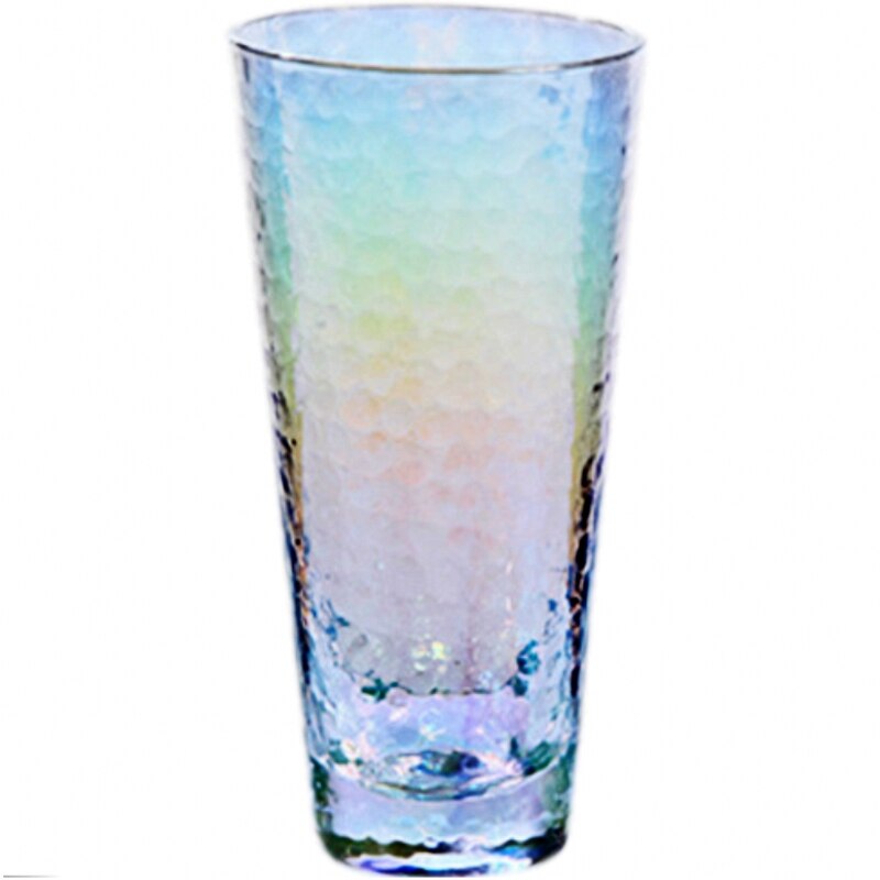 Taza Arcoiris de cristal martillado, vaso de agua colorido, taza de vino colorida, vaso de bebida de vidrio, florero de Copa, 6 uds.
