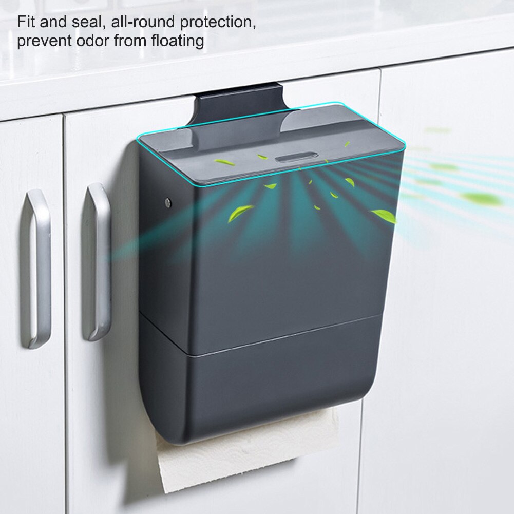 With Lid Home Ktchen Wall Mounted Rectangular Household Cabinet Door Paper Garbage Can Hanging Tissue Box Odorless Trash