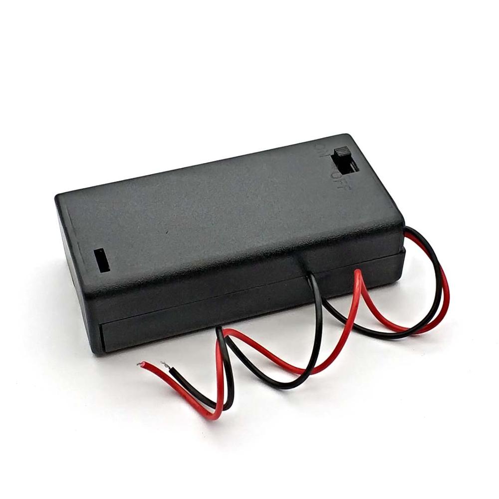 2AA 3V Zwart Batterij Houder Connector Storage Case Box Aan/Uit Schakelaar Met Lood Draad Lichtgewicht