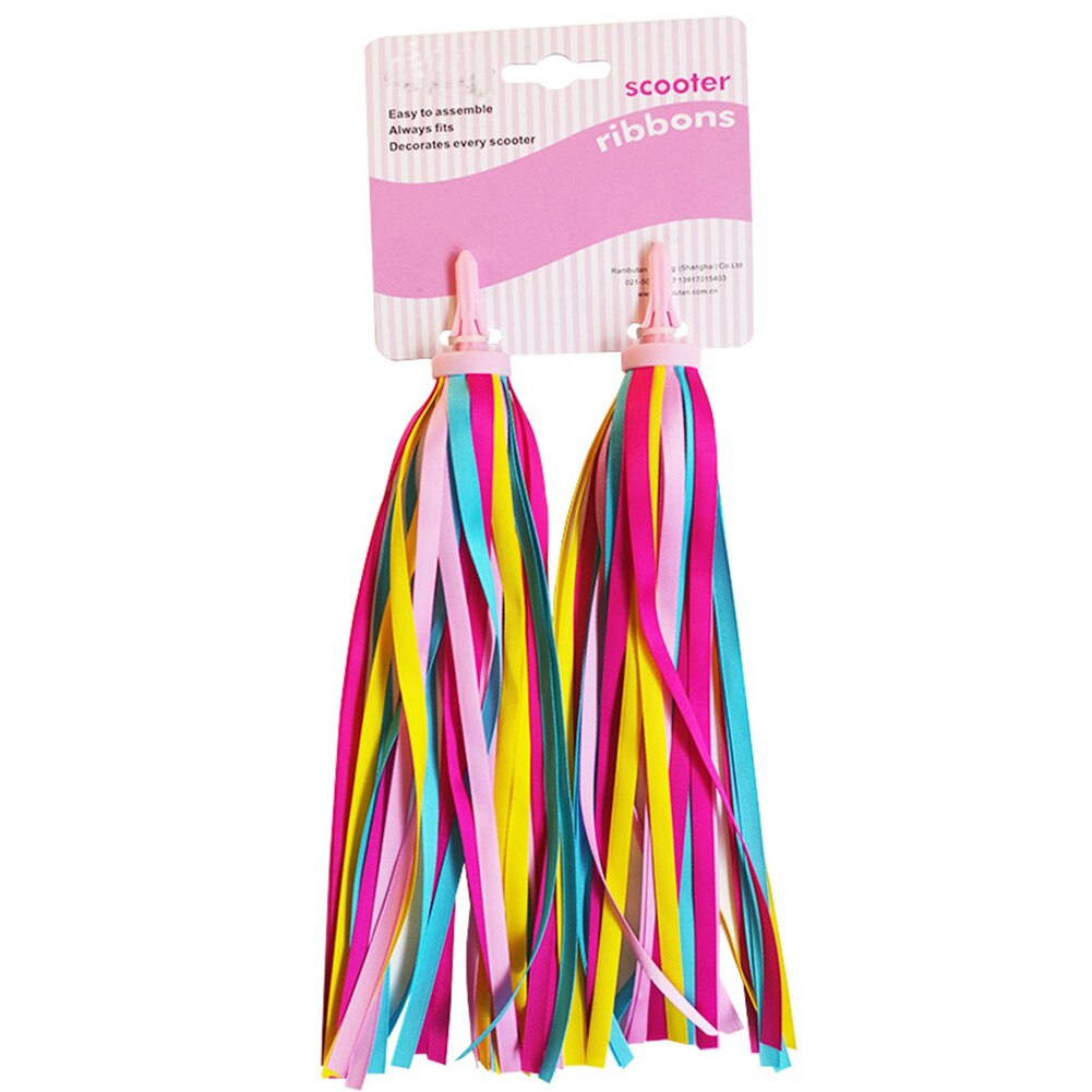 Manillar de bicicleta de colores con flecos para niños, cinta para bicicleta, triciclo, para niñas y niños, 2 uds.: Yellow with Pink