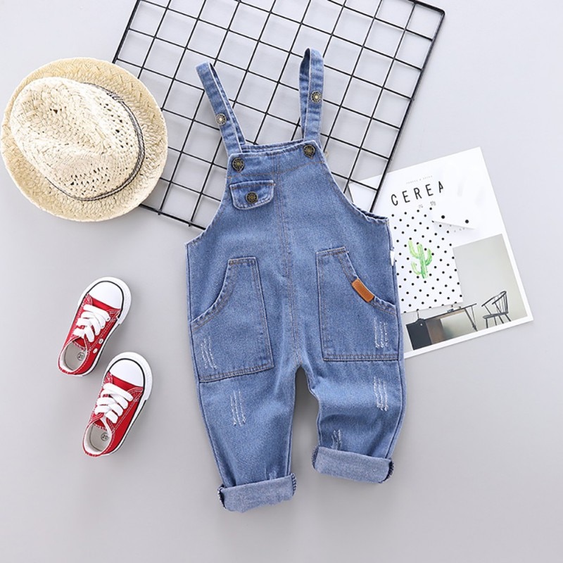 Baby Boy Kleding Herfst Kinderen Overalls Kinderen Broek Katoen Effen Patroon Denim Broek Lente Broek