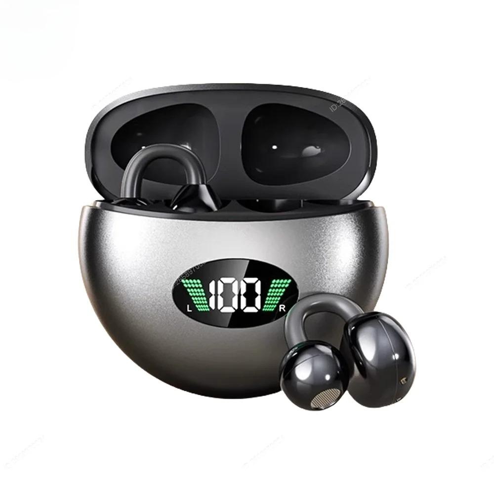 Auriculares inalámbricos con clip Bluetooth de sonido premium Batería de larga duración Perfecto para auriculares deportivos Auriculares con micrófono: Gris