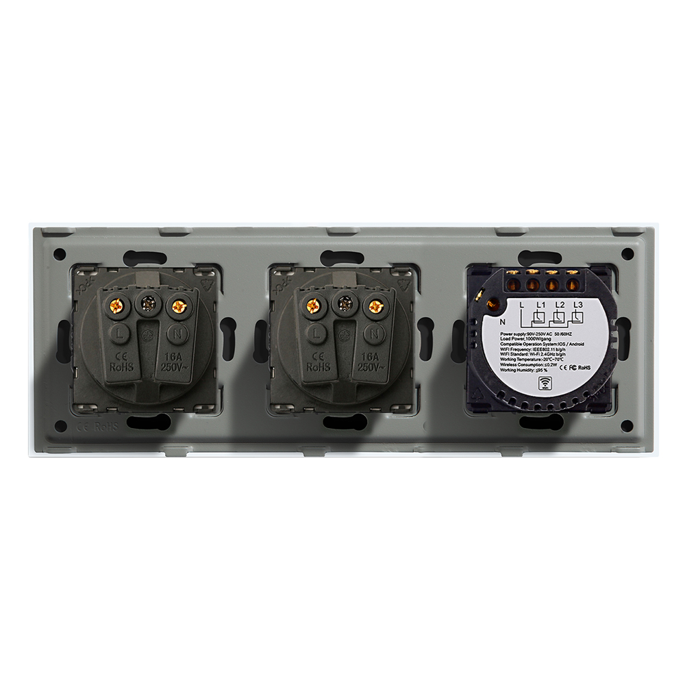 Bingoelec Smart Home Grey Smart Switch and Wifi Socket Power Monitor with Crystal Glass Panel Home Improvement