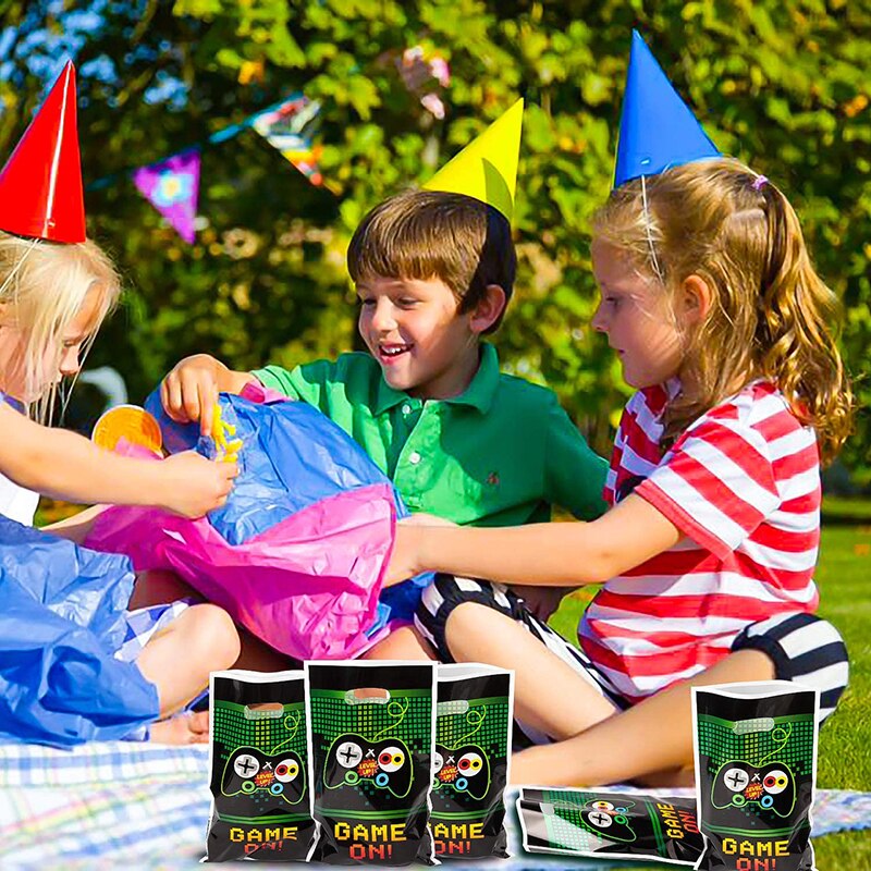 50Pcs Video Games Party Favor Bags Plastic Bags Gaming Candy Bags for Kids St. Patrick's Day Party Supplies Decorations