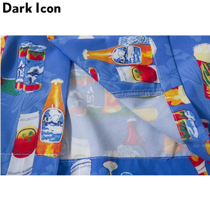Mørkt ikon hawaii skjorter menn kortermet sommer årgang gate herreskjorte hofte hopp skjorter streetwear klær