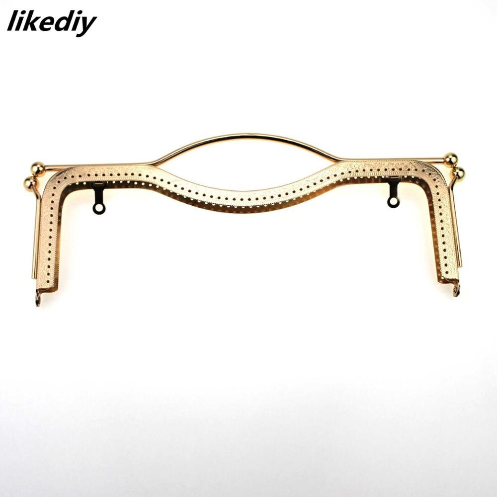 4 pz/lotto 27 CM bronzo argento oro nero labbra borsa in metallo cornice bacio chiusura goffratura maniglia borsa da cucito parte: Gold