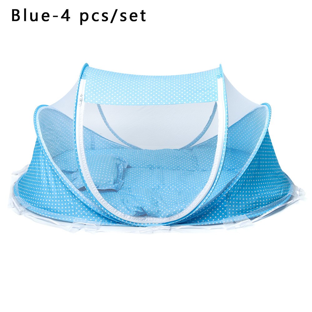 Neugeborenen freundlicher Polyester Faltbare Netz Spielen Zelt Moskito Netto Reise Kleinkind Bett Kissen Reißverschluss freundlicher Baby Krippe Faltbare: blau - 4 stück