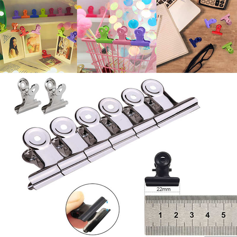 10Pcs Mini Bulldog Clips 22mm Metal Hinge Clips Stainless Steel Paper Binder Clamps For Tags Bags Shops Office Home Kitchen
