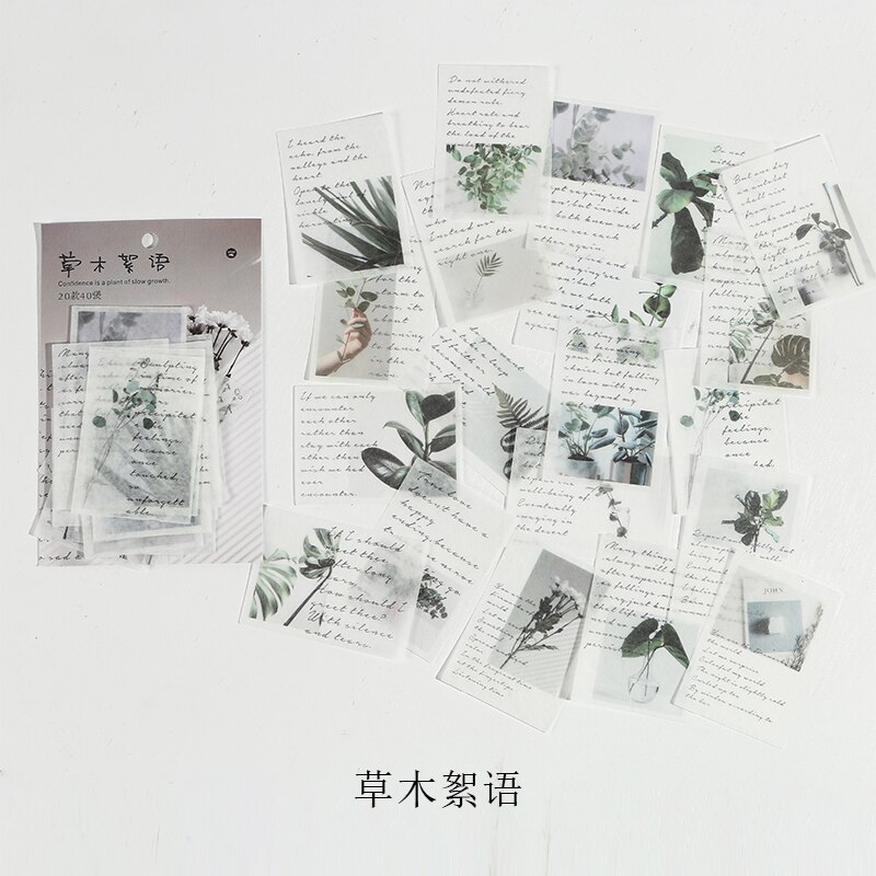 Xinaher 40 stk/pose vintage tåge skov blomster washi papir klistermærke pakke gør det selv dagbog dekoration klistermærke album scrapbog: -en