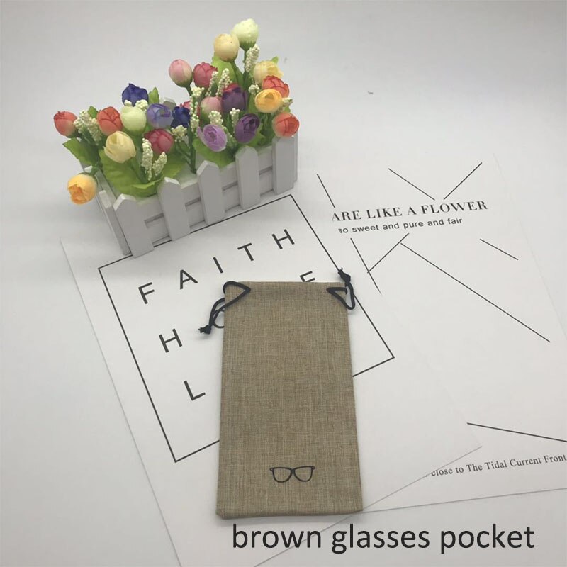 Frisse stijl brillenkoker leesbrillen accessoires draagbare zonnebrillendoos brillen beschermhoes harde brillenzak retro: Bruine brilzak