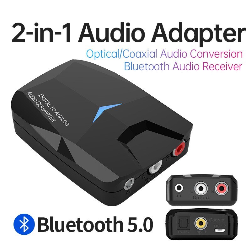2-in-1 Audio Adapter Optical/Coaxial Audio Conversion Bluetooth Audio Receiver