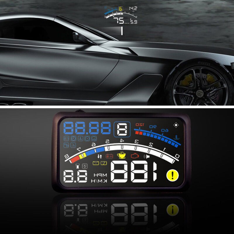 F4 HUD Head-up Display Car Head Up Projector Auto Digital Speedometer Windshield Heads Up Display OBD2 Car Trip Computer