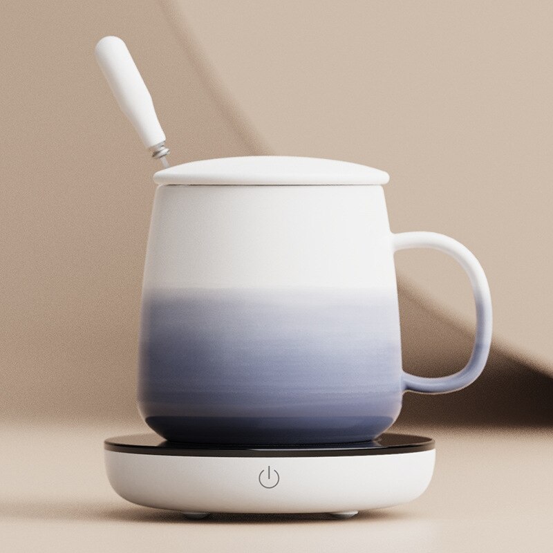 16w koppar värmare mugg varmare uppvärmda muggar underlägg smart termostatisk värmebanor matta platta för kaffe mjölk te varmare pad: Matta och kopp