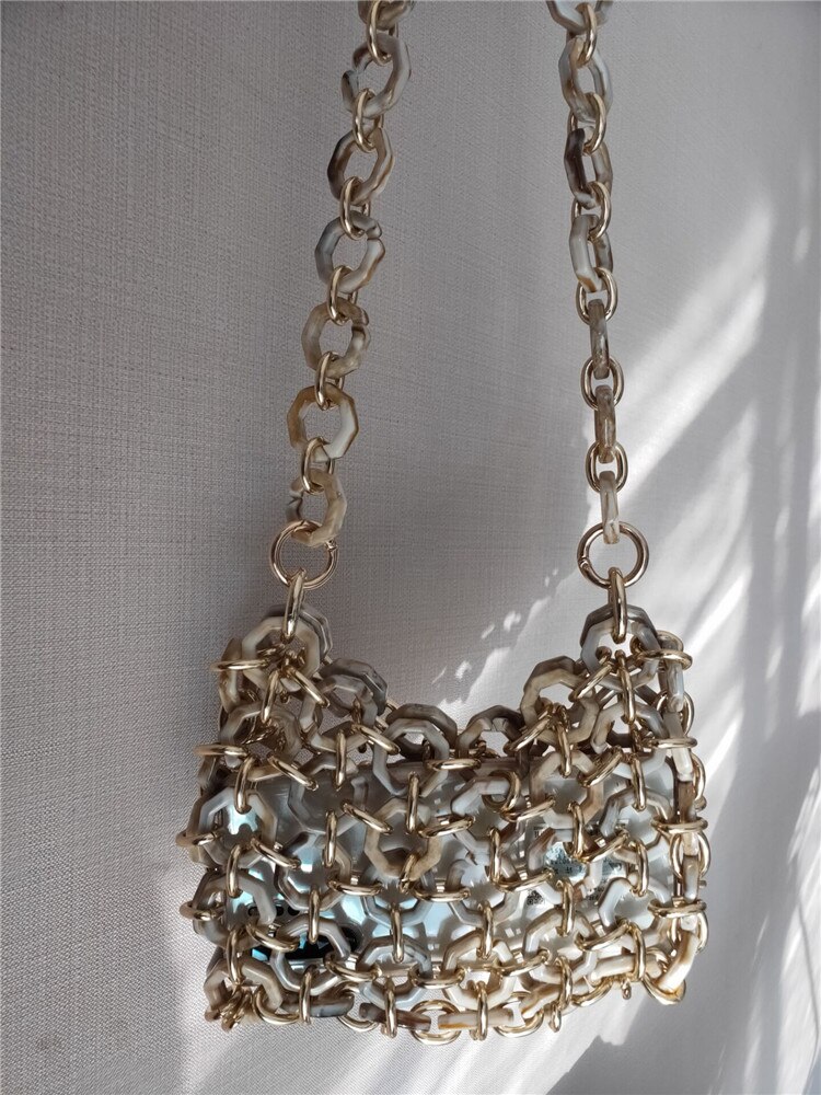 Neue Frauen Abend Tasche Acryl Kette Handtaschen Luxus Platz Weben Party hochzeit Tasche lässig Jahrgang Kupplung griff