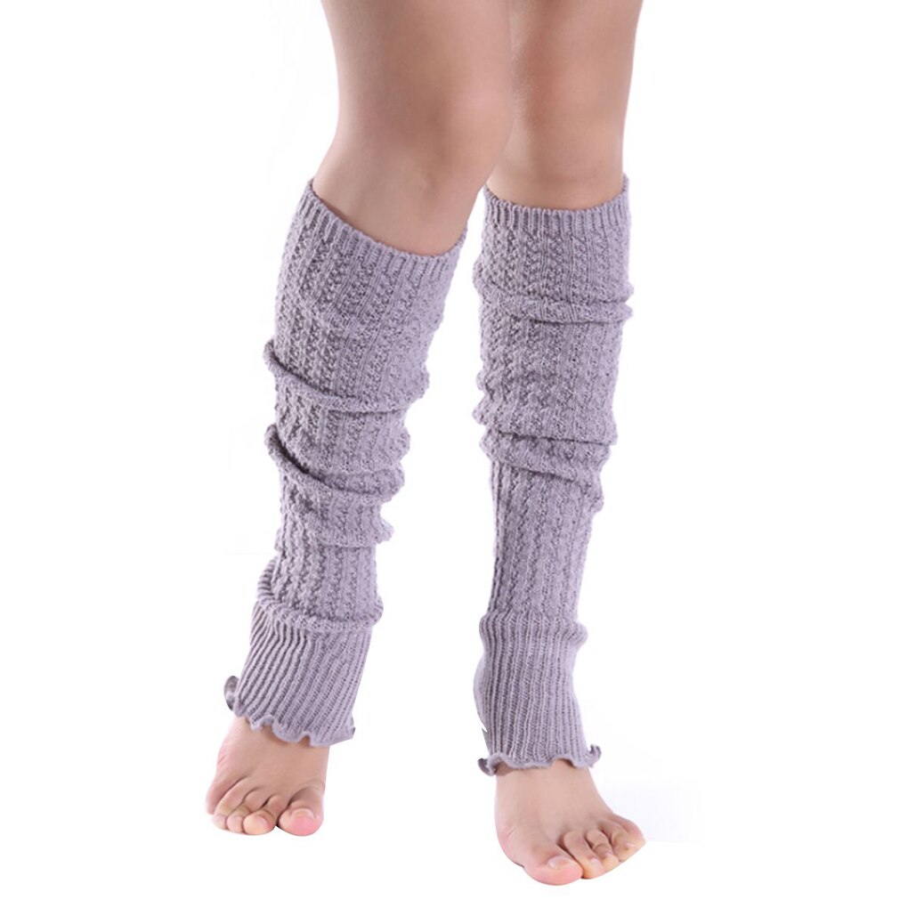 Kvinder strik tights tåløse ben varmere peplum flæse lange crop støvler luv pige strømpe kvinder varm knæ høj vinter strik strømpe: Nr. .6