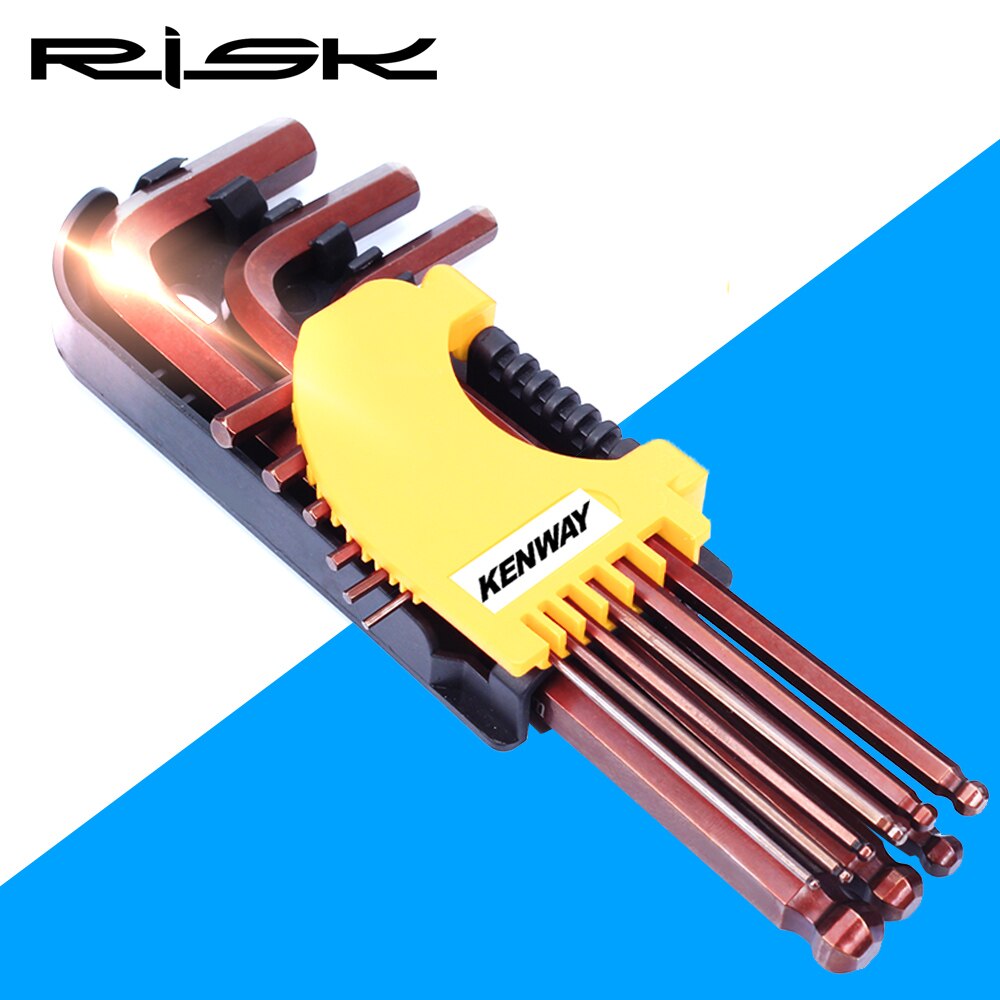 RISK 9pcs 1.5mm - 10mm Hexagon Allen Key Wrench Tools set Ball Head Spanner set Screwdriver Set Tool Kit Allen screw wrench