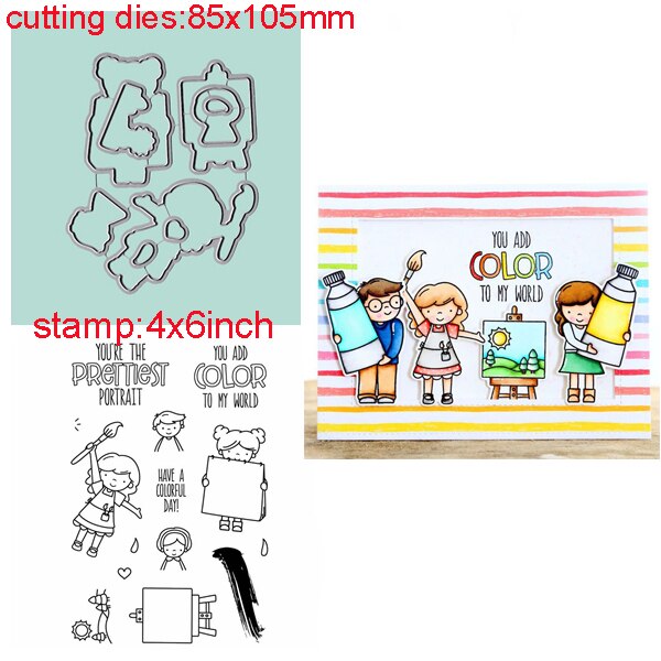 Butterfly Litlle Girls Animals Bear Deer crocodile Clear Stamps set and Coordinating dies For Scrapbooking Craft Die Cut Card: WW0182A1H1893 / only cutting dies