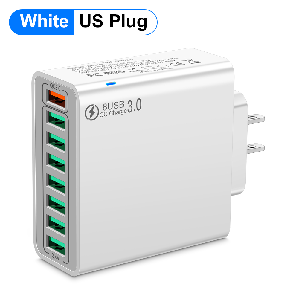Total 100W 8 Ports charge rapide USB chargeur mural QC3.0 adaptateur de téléphone Portable Portable pour iPhone Huawei Samsung Xiaomi: DE