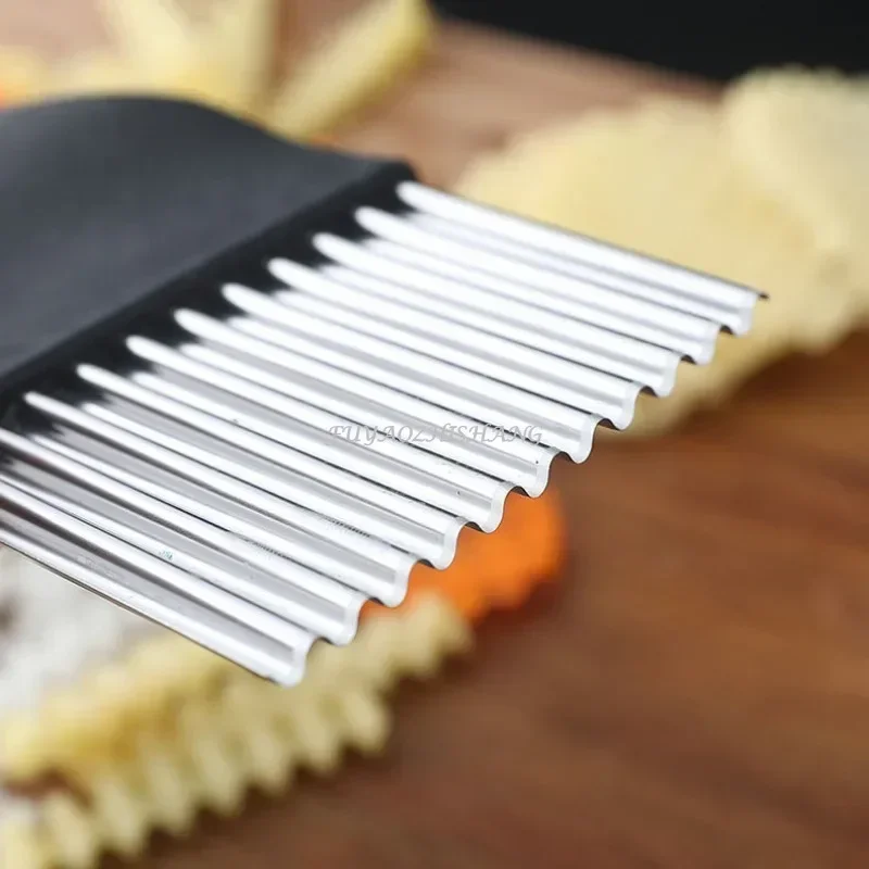 Cortador de patatas fritas de acero inoxidable, masa, frutas y verduras, cuchillo de cocina ondulado, cortador, picador, herramientas para hacer patatas fritas, Gadget