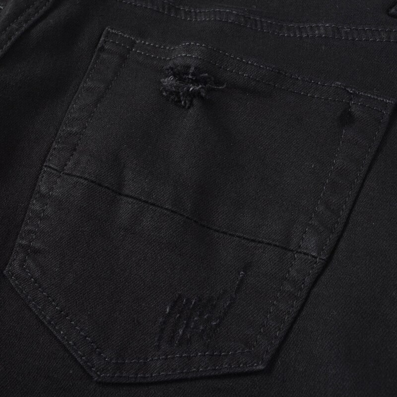 Streetwear Men Jeans Black Color Elastic Slim Fit Ripped Jeans Men Painted Hip Hop Stretch Denim Punk Pants